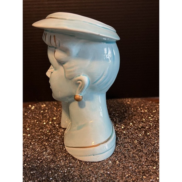 Vintage Lady Head Vase All Light Blue, Japan - Picture 3 of 9